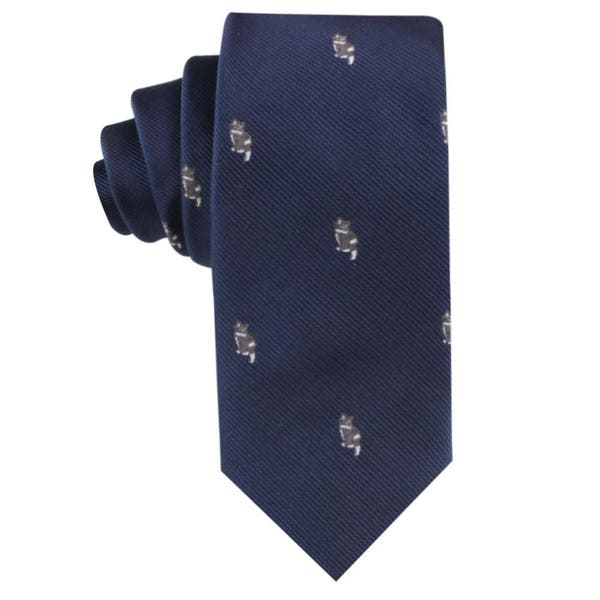 Cat Tie for Men | Cats Kitten Skinny Tie Mens Necktie Animal Tie | Pet Cat Gift for Men | Work Colleague Tie Cat Lover Present