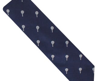 Birthday Gift for Men | Tennis Fan Skinny Tie Mens Necktie | Tennis Raquet Sports Tie | Birthday Gift for Him | Tennis Player Gift for Work