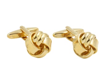 Knot Gold Cufflinks | Golden Cuff Links | Birthday Present | Cufflinks for Groomsmen | Cuflinks Gift Box Inc | 5 Yr Warranty!