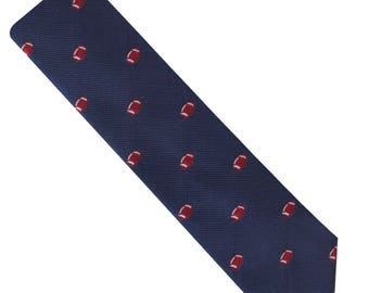 Birthday Gift for Men Gridiron American Football Fan Skinny Tie Mens Necktie | Gridiron Ball Sports Tie | Sporting Fan Tie for Him