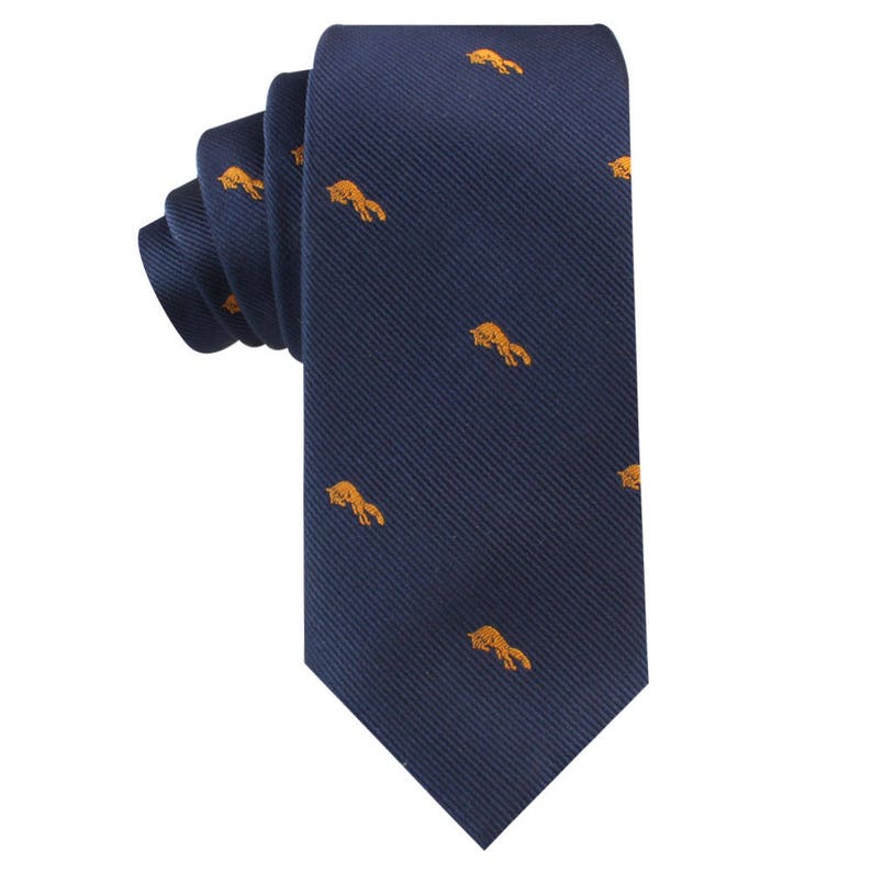 Groomsmen Wedding Ties Orange Fox Mens Gift for Him Fox Skinny Tie Mens Necktie Animal Tie Work Colleague Tie Birthday Gift for Men