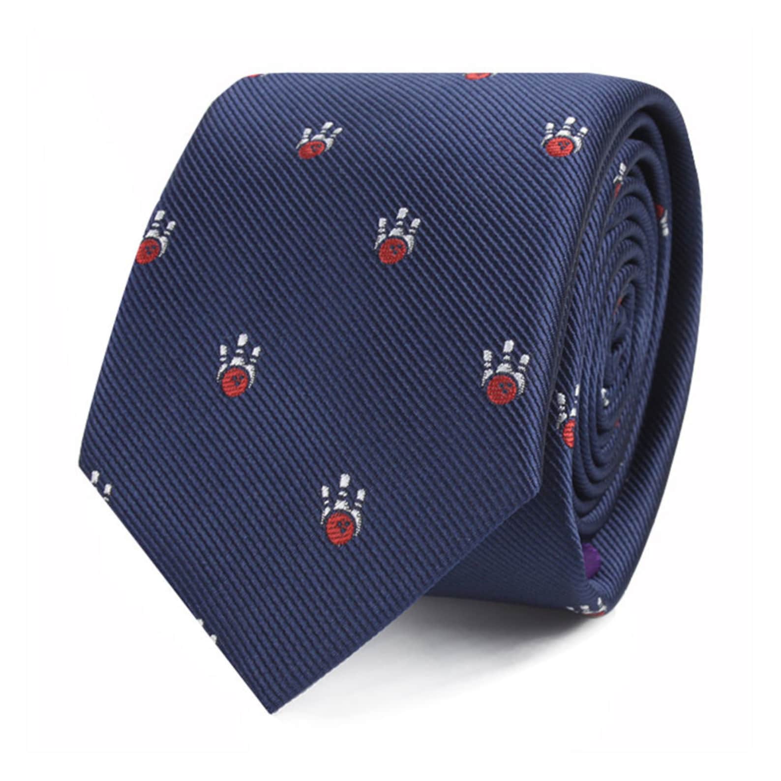 Blue Tie with Bowling Pins