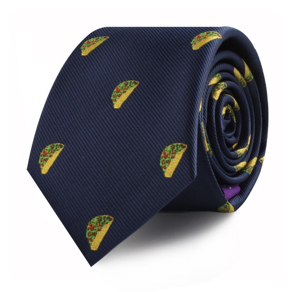 Taco Ties for Men Hard Shell Taco Bell Taco Bill Nachos | Thin Ties Neckties Mexican for Men | Skinny Tie Work Colleague Gift for Him