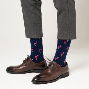 Pink Flamingo Groomsmen Wedding Socks Xmas Present for Dad Women Socks for Her Christmas Gift Socks image 4