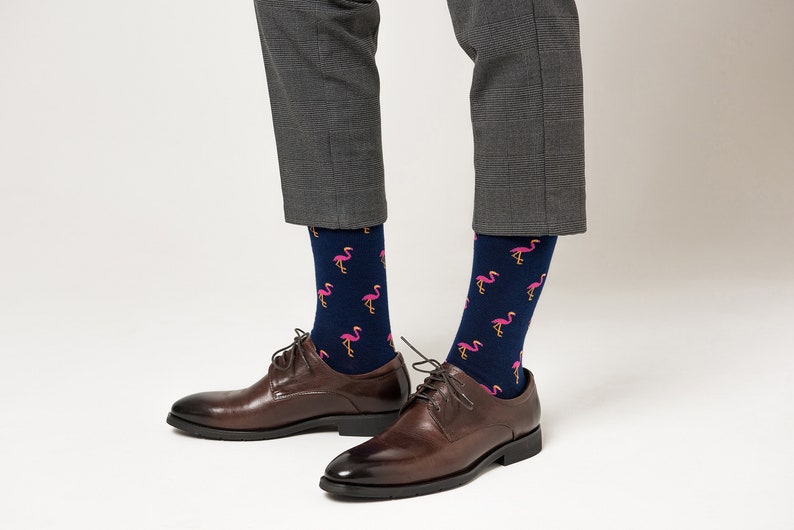 Pink Flamingo Groomsmen Wedding Socks Xmas Present for Dad Women Socks for Her Christmas Gift Socks image 4