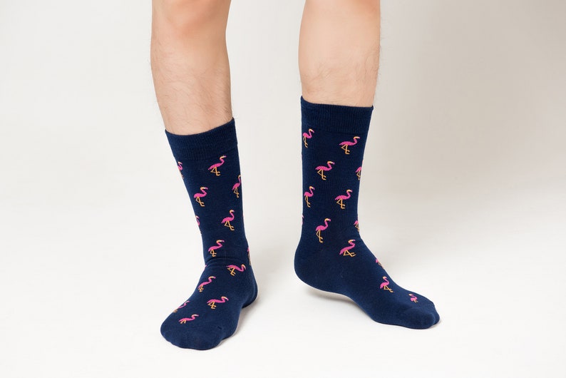 Pink Flamingo Groomsmen Wedding Socks Xmas Present for Dad Women Socks for Her Christmas Gift Socks image 9