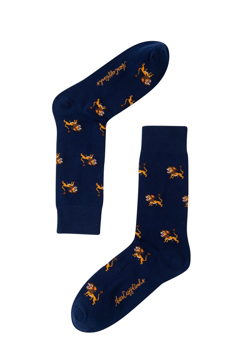 Lion Socks for Men King of the Jungle Happy Socks Animal Lover Socks for Men Groomsmen Wedding Socks Christmas Gift Socks image 3
