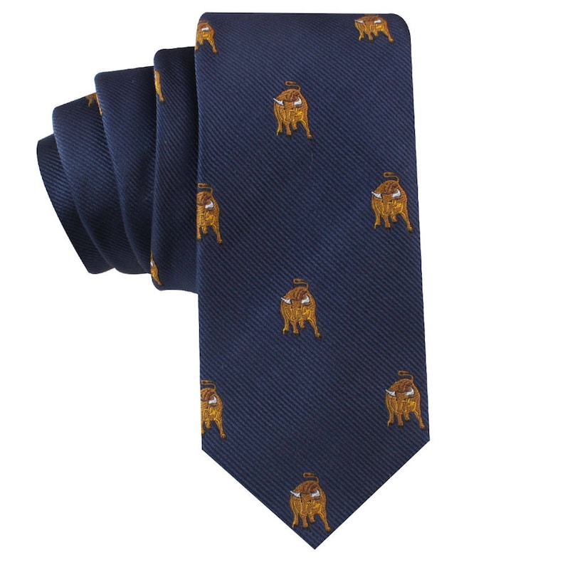 Groomsmen Wedding Ties Bull Tie Mens Necktie Animal Tie Fathers Day Gift Wolf of Wall Street Bull Gift for Him Bull Market Tie