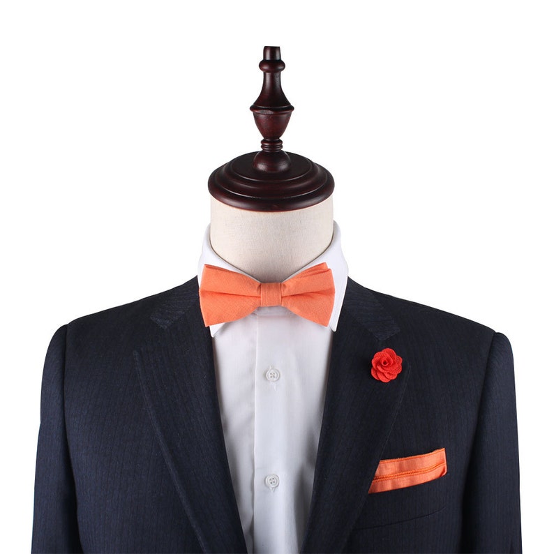 Orange Bow Tie Linen /& Cotton Bow Tie Mens Bow Tie Husband Gift Groomsmen Bow Tie Mens Gift for Dad Groomsmen Gift Groom Gift for Him