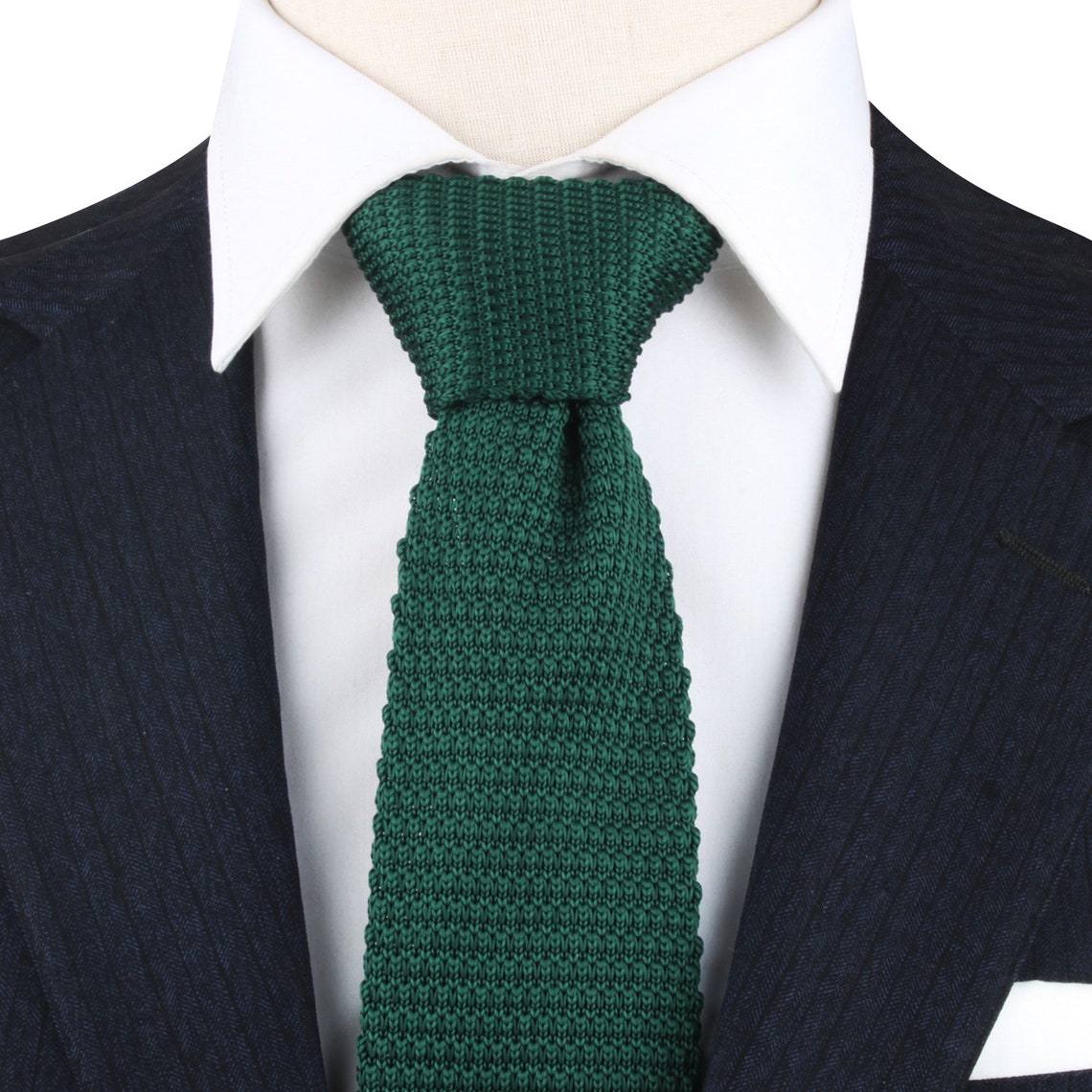 Knitted Green Skinny Tie Mens Dark Green Knit Tie Wedding Ties Etsy