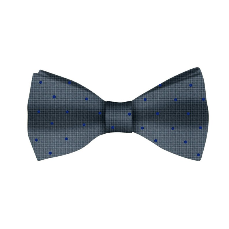 Grey Navy Polka Dot Bow Tie Mens Grey Bow Ties for Men Husband Gift Groomsmen Bowtie Mens Gift for Dad Gift for Him Gift Him