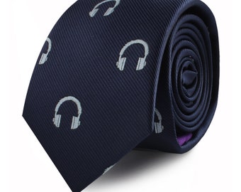 Headphones Music Lover Music Producer Musician Ties for Him | Gift for Men | Neckties for Men | Work Colleague Going Away Gift for Him