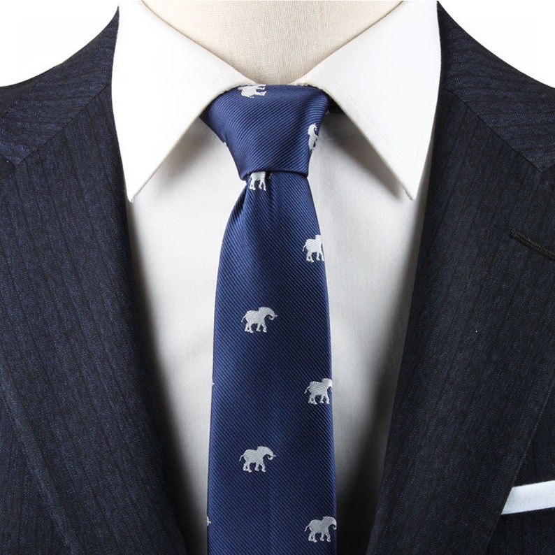 Elephant Tie for Him Elephant Gift for Him Animal Lover Neckties for Men Work Colleague Going Away Gift for Him zdjęcie 5