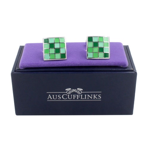 Coral Green Cufflinks | Premium Cuff Links | Gift for Men or as Groomsmen Gifts | Square Cufflinks | 5 Yr Warranty | Cufflinks Box Inc