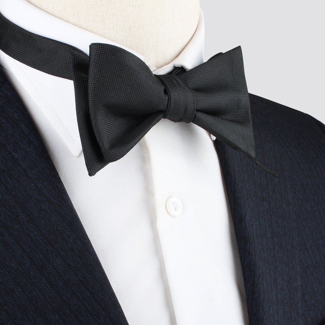 SELF TIE Black Twill Microfibre Bow Tie Untied Bow Tie Mens - Etsy UK