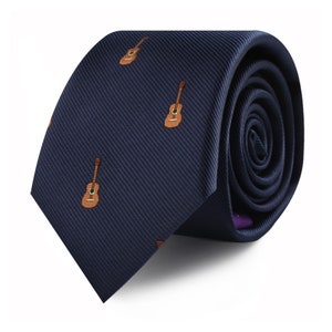 Guitar Player Music Lover Tie for Him | Acoustic Guitarist Gift for Men | Neckties for Men | Work Colleague Going Away Gift for Him