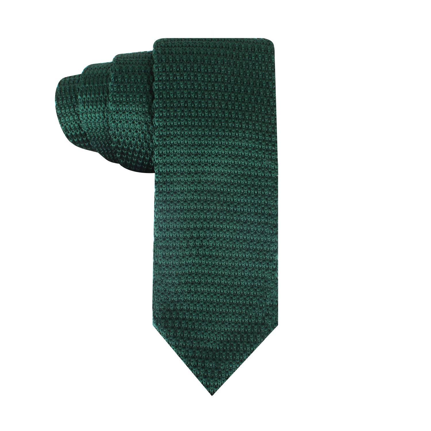Knitted Green Skinny Tie Mens Dark Green Knit Tie Wedding Ties Etsy