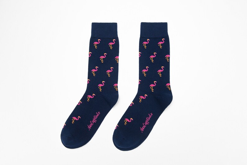 Pink Flamingo Groomsmen Wedding Socks Xmas Present for Dad Women Socks for Her Christmas Gift Socks image 2