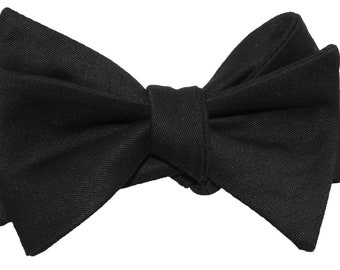 Black SELF TIE Bow Tie Linen & Cotton Untied Bow Tie Mens Bow Tie Gift Groomsmen Bow Tie Mens Gift for Dad Groomsmen Gift Groom Gift