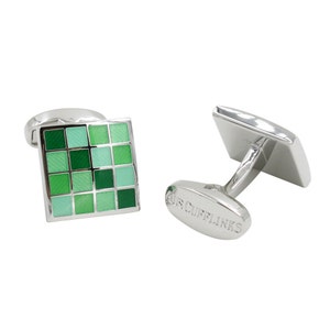 Coral Green Cufflinks Premium Cuff Links Gift for Men or as Groomsmen Gifts Square Cufflinks 5 Yr Warranty Cufflinks Box Inc image 3