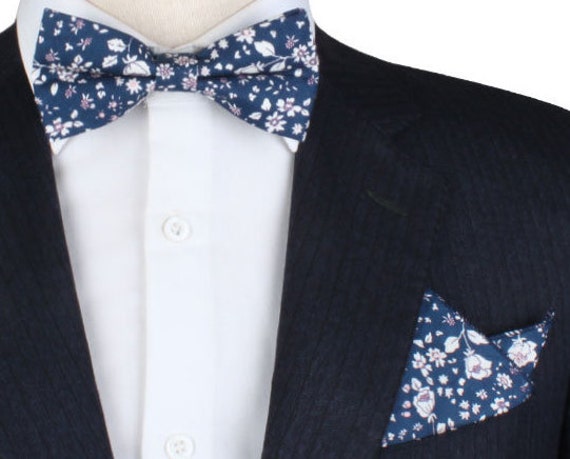 Blue and Pink Floral Bow