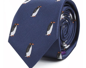 Penguin Tie for Him | Animal Lover Neckties for Men | Gift for Him | Penguins Colleague Going Away Gift for Him | Gift for Him