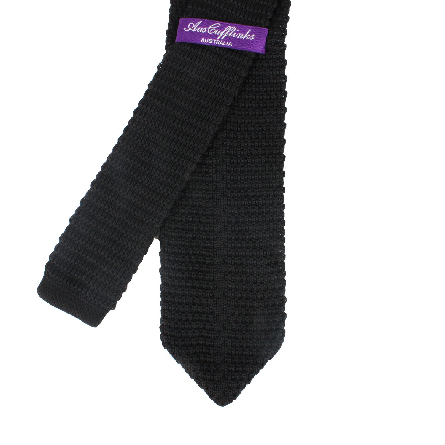 Black Knit Tie Mens Jet Black Knitted Tie Husband Gift Etsy