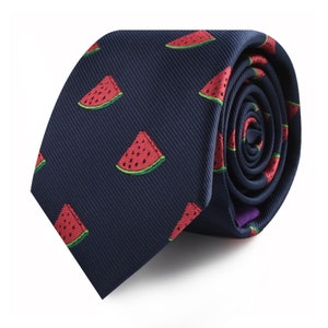 Watermelon Necktie for Men Melon Ties For Him Fruit Lover | Thin Ties Neckties Fruit Farmer for Men | Skinny Tie Work Colleague Gift for Him