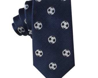 Soccer Football Fan Skinny Tie Mens Necktie | Soccer Ball Sports Tie | Birthday Gift for Him | Groomsmen Wedding Ties | Fathers Day Tie Work