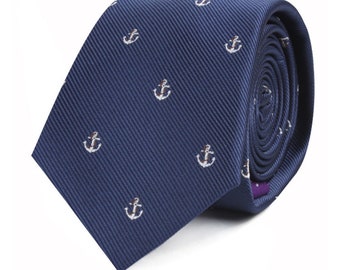 Sailor Anchor Neckties for Him | Sailing Yacht Race Tie | Boat Boating Sail Gift for Him | Yachting Work Colleague Tie for Him