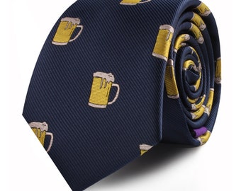 Beer Lover Cider Drinker Tie for Him |  Pint Pot Larger Gift for Men | Neckties for Men | Work Colleague Going Away Gift for Him