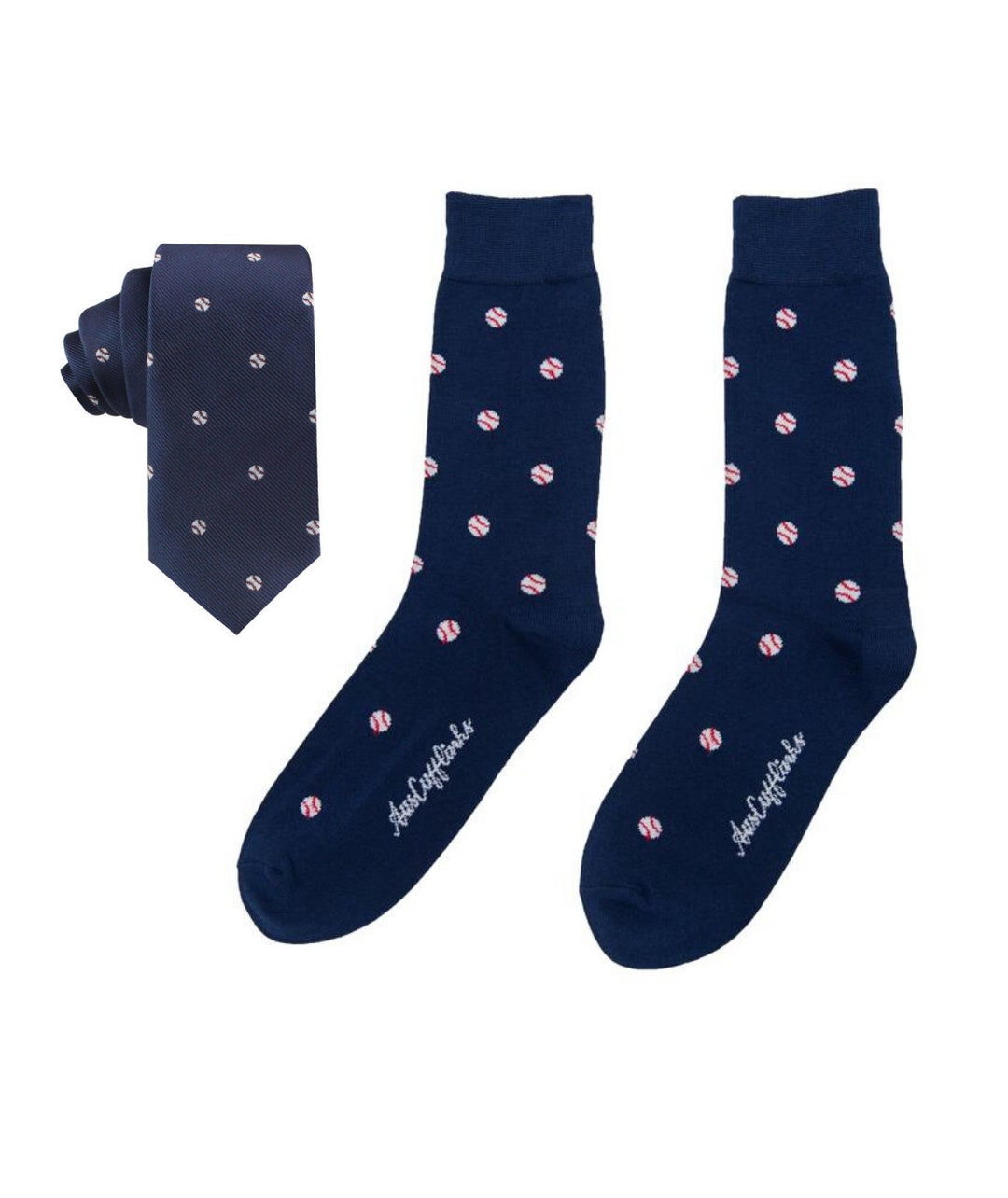 Baseball Socks & Tie Combo Gift for Men Baseball Fan Skinny Tie Mens