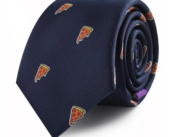 Pizza Italian Food Ties for Him | Pizza Lover Pepperoni Italy Skinny Tie | Neckties for Men | Work Colleague Gift for Him