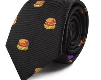 LIMITED EDITION Burger Lover Sandwich Breakfast Tie for Him | Fast Food Burgers Gift for Men | Neckties for Men | Work Colleague Present