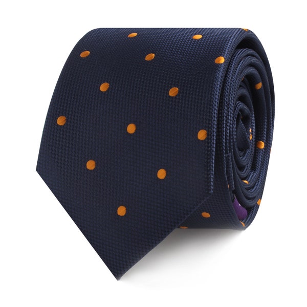 Orange Polka Dot Tie for Men Neckties for Him | Poka Dot Neck Tie | Groomsmen Ties Groom Wedding Ties for Him | Spotty Tie | Dot Ties