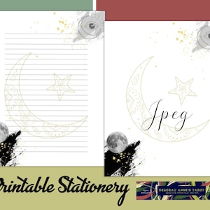 Digital Moon Celestial Printable Digital Stationery Writing Note Paper ...