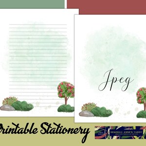 Natureza, Árvores, Arbustos, Rochas, Papel de Carta Digital para Imprimir, Sem Linhas, Papel para Notas, 8,5x11"