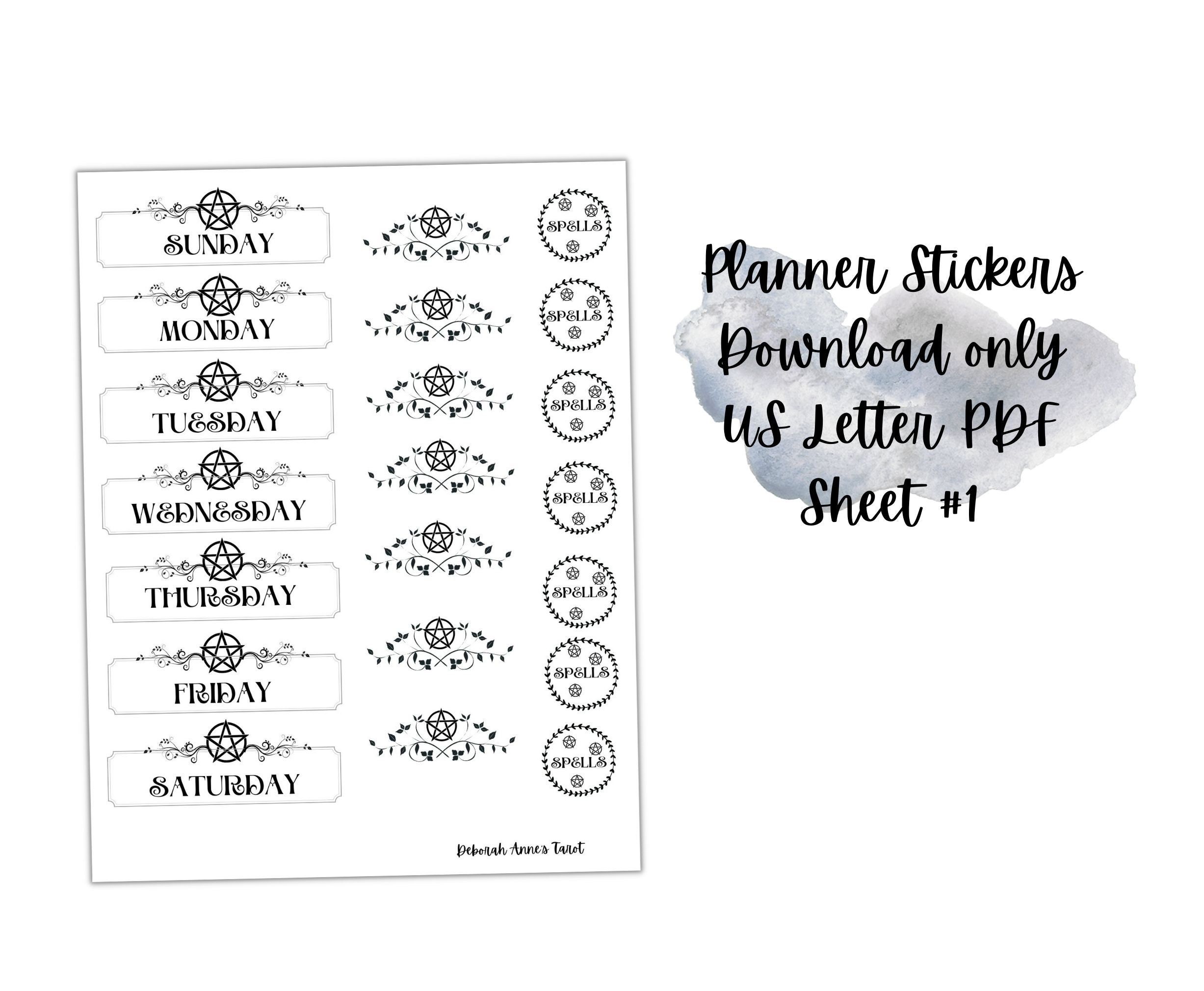 Printable Download ONLY Pentacle Pentagram Weekly Planner Sticker ...