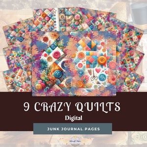 Crazy Patchwork Quilt Junk Journal Digitaler Download