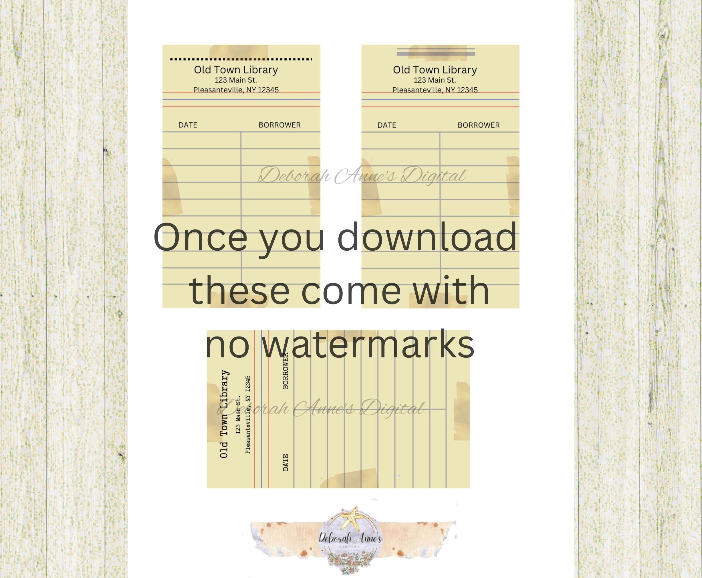 Digital Library Card Borrower Printable Junk Journal Scrapbooking Cards ...