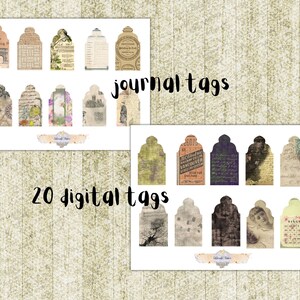 Printable 20 Journal Tags Junk Journal Scrapbooking Paper Craft