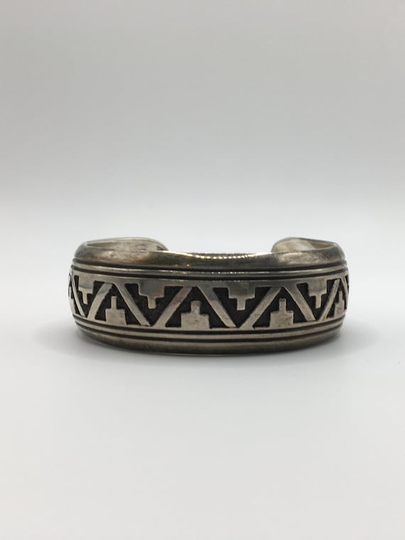 Authentic Thomas Singer Vintage Native American Navajo Turquoise Geo Sterling Silver Bracelet Authentic Thomas Singer Vintage Native American Navajo Turquoise Geo Sterling Silver Bracelet
