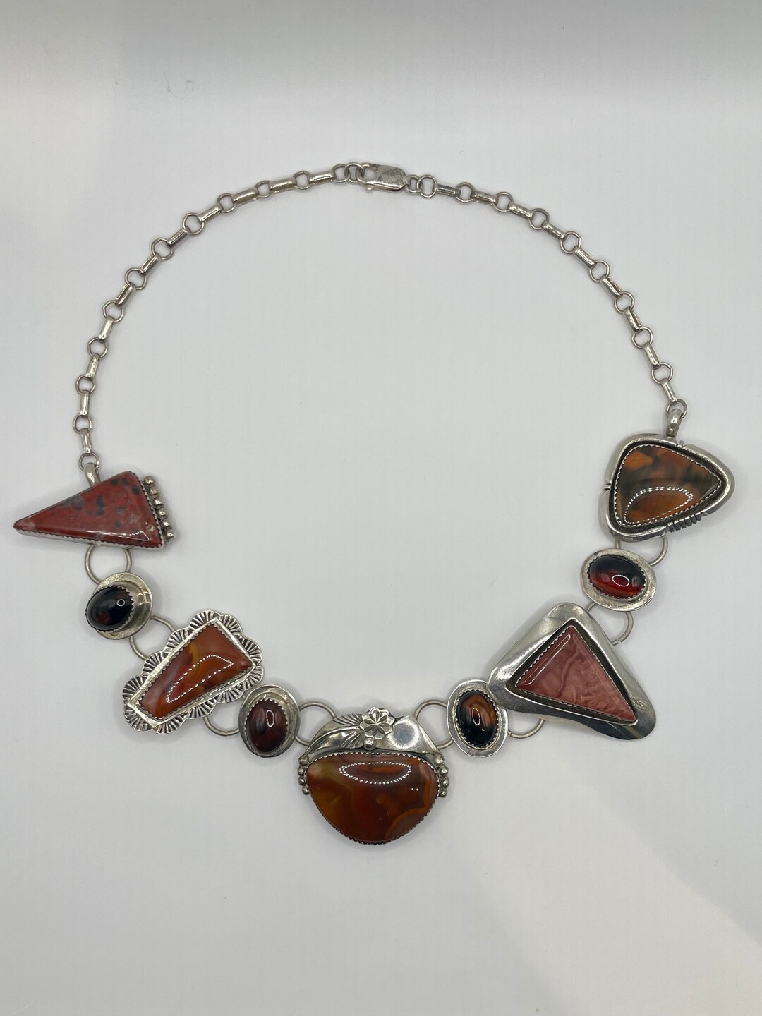 Vintage Navajo Sterling Silver Semi-precious Stone Necklace