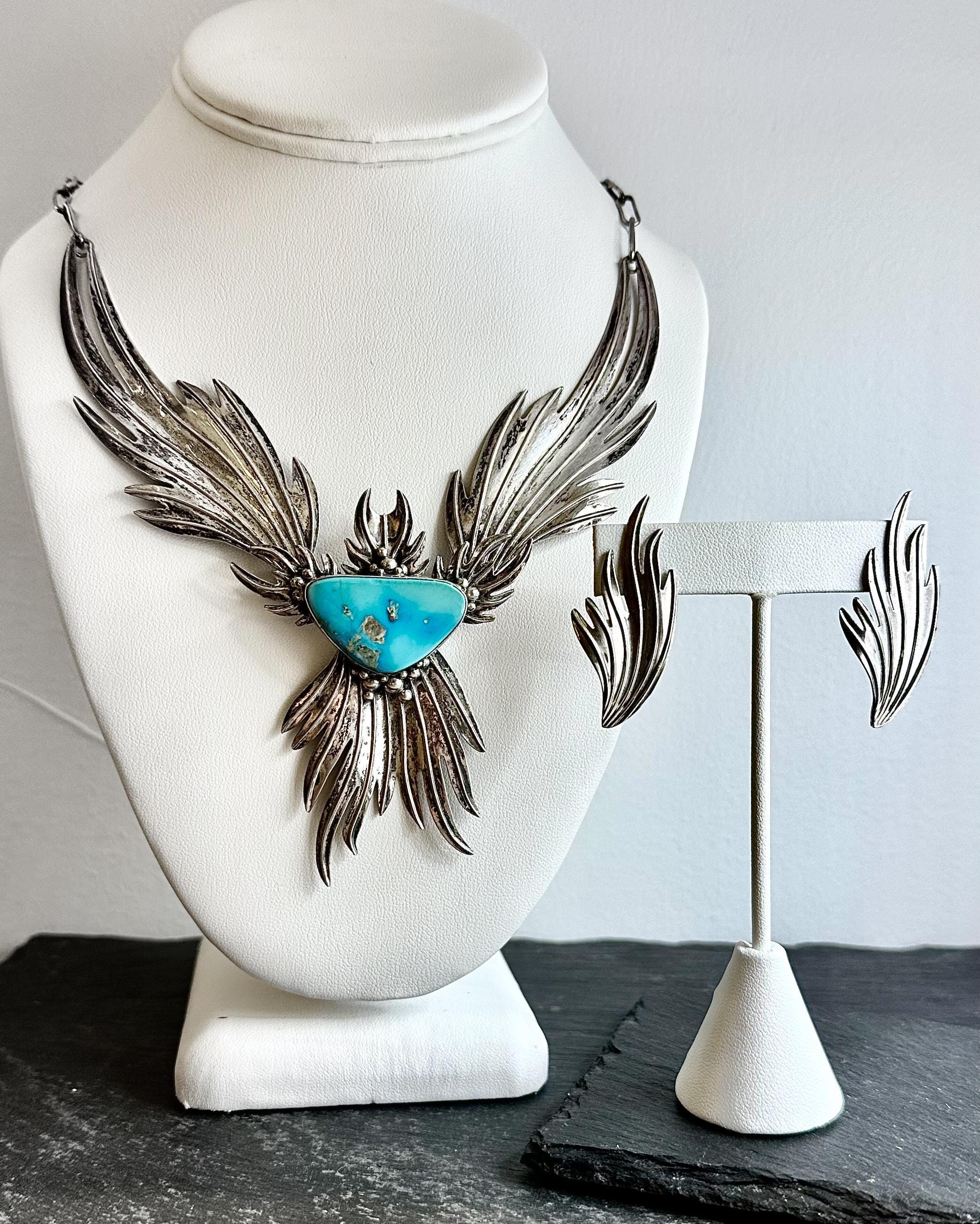 アクセサリー FLAGSTUFF Navajo Necklace Navajo Sterling Silver & Kingman Turquoise Necklace by Sharon