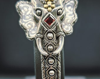 Barbara Bixby 925/18ky Maharajas Ride Elephant Hinged Cuff Bracelet