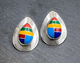 Sterling Silver Color Block Earrings
