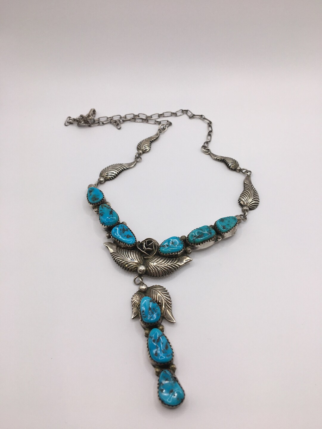 Collar Plata Ley 925 Milésimas Y Turquesas México 1970 | El Coleccionista Ecléctico