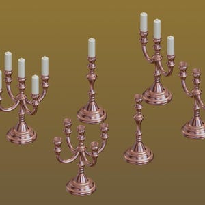 Dollhouse Candelabras 1:12 Scale Miniature - STL Files for 3D Printing (Digital Download)