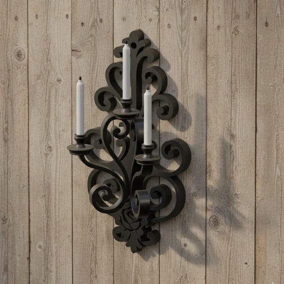 Dollhouse Wrought Iron Wall Candelabra - Sconce. 1:12 Scale
