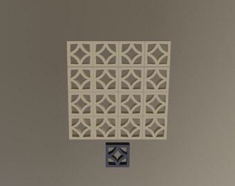 Breeze Block.  retro star frame style. STL File for 3D Printing. Digital download. Dollhouse, Miniature, Scale Modelling